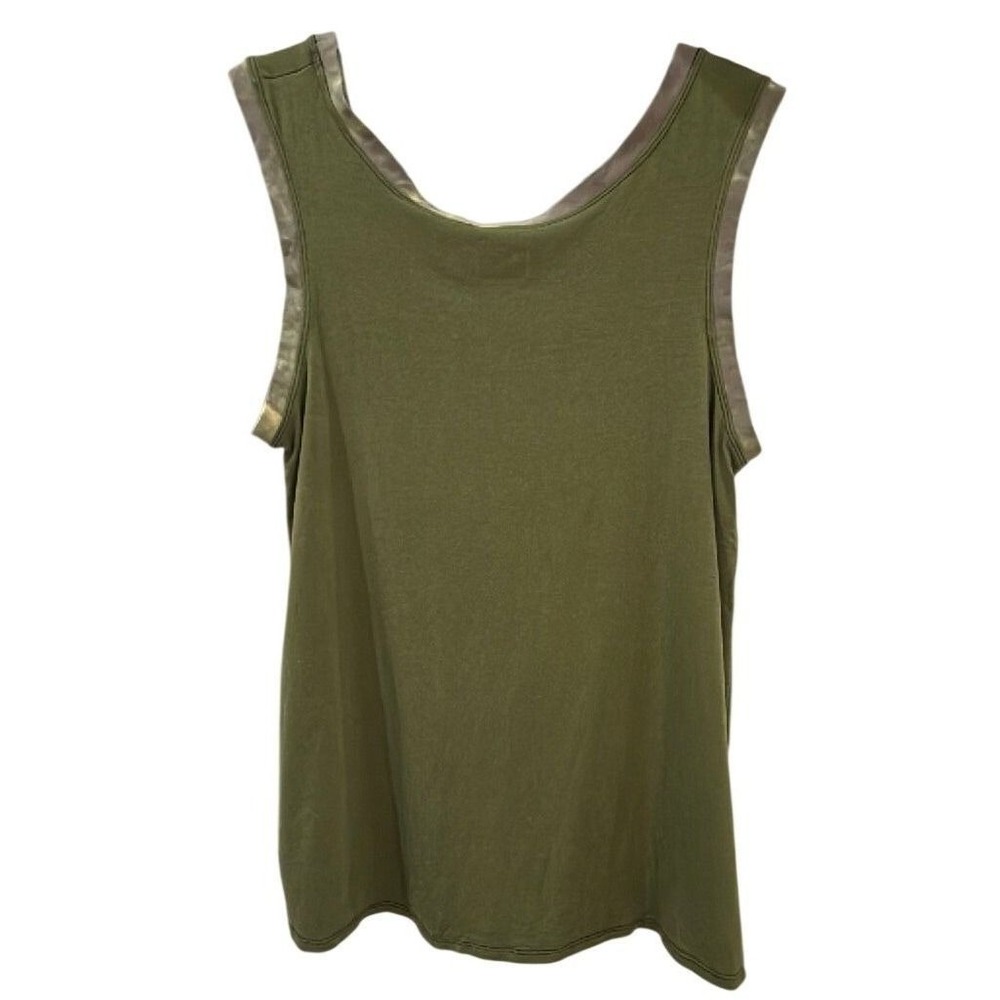 Made USA Bamboo Cotton TankTop Women Large Olive Green Sleeveless Stretch Casual - Picture 3 of 4